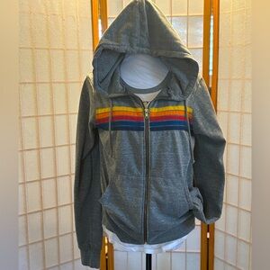 Aviator Nation original grey with stripe zip up hoodie